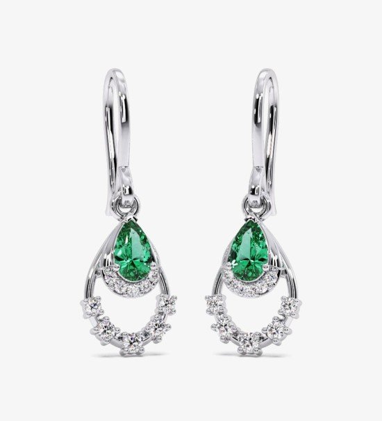Boucles d'oreilles pendantes à diamants Verdant Splendour