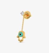 Hamsa Evil Diamond Dangling Eye Earrings