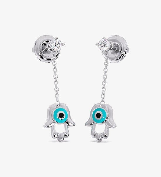 Pendientes Hamsa Evil Diamond Dangling Eye