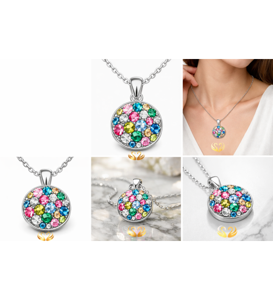 Collier pendentif cristaux verts et turquoise – Élégance naturelle