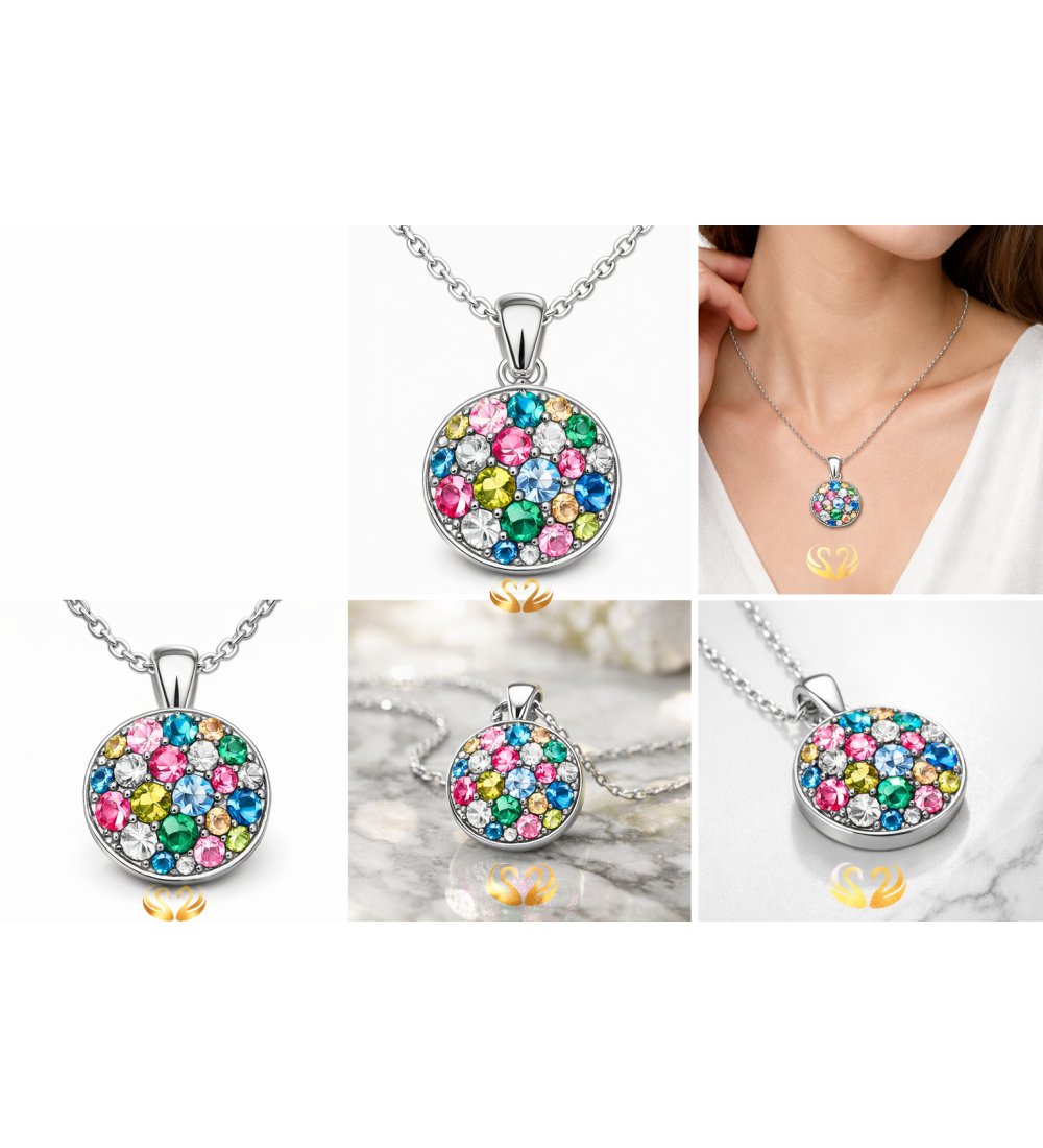 Collier pendentif cristaux verts et turquoise – Élégance naturelle