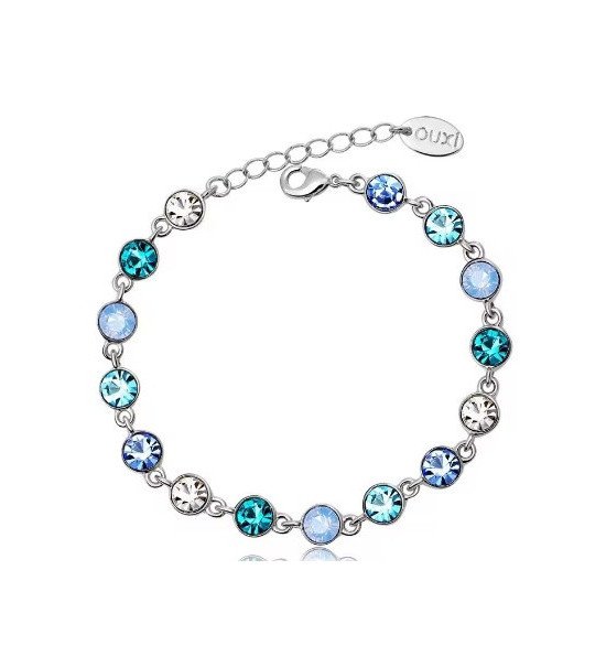 Bracelet cristaux bleus et argent – Élégance lumineuse