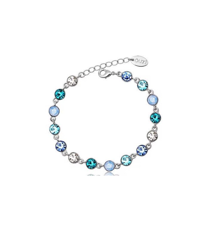 Bracelet cristaux bleus et argent – Élégance lumineuse