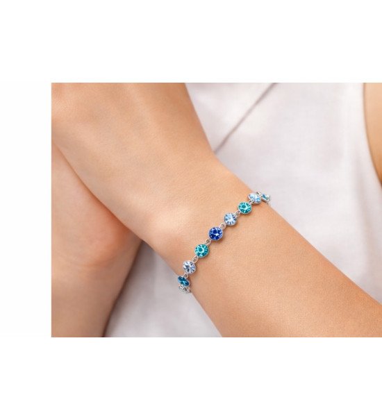 Bracelet cristaux bleus et argent – Élégance lumineuse