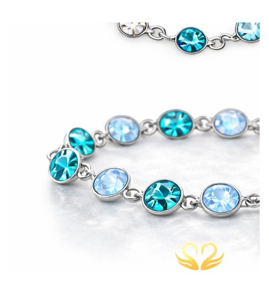 Bracelet cristaux bleus et argent – Élégance lumineuse