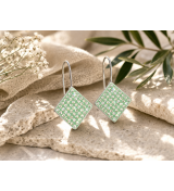 Boucles d’oreilles carrées scintillantes vert menthe cristal de haute qualité