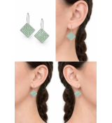 Boucles d’oreilles carrées scintillantes vert menthe cristal de haute qualité