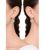 Boucles d’oreilles carrées scintillantes vert menthe cristal de haute qualité