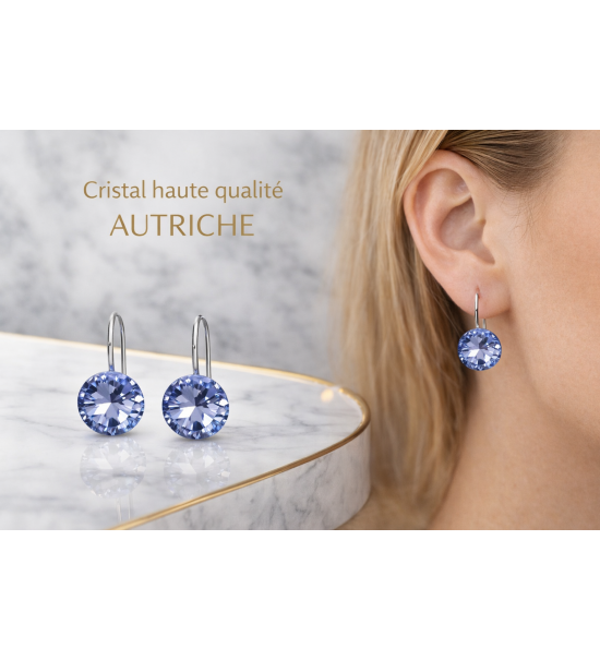 Boucles d’oreilles cristal bleu – Haute qualité Autriche – Élégantes & brillantes