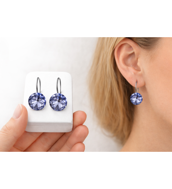Boucles d’oreilles cristal bleu – Haute qualité Autriche – Élégantes & brillantes