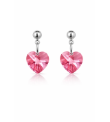 Boucles d’oreilles cœur rose en cristal autrichien – Élégantes & hypoallergéniques