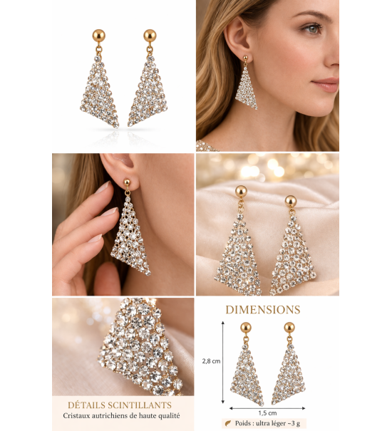 Boucles d’oreilles cristal luxe – Élégance scintillante