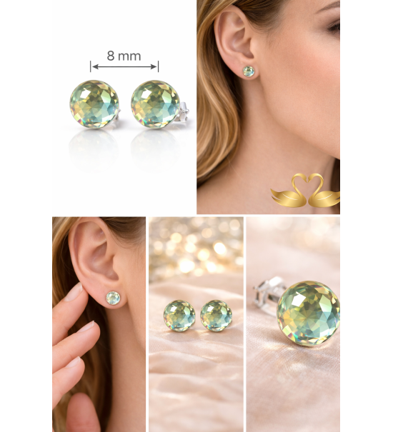 Boucles d’oreilles rondes en cristal autrichien – Clous élégants et lumineux (8 mm)