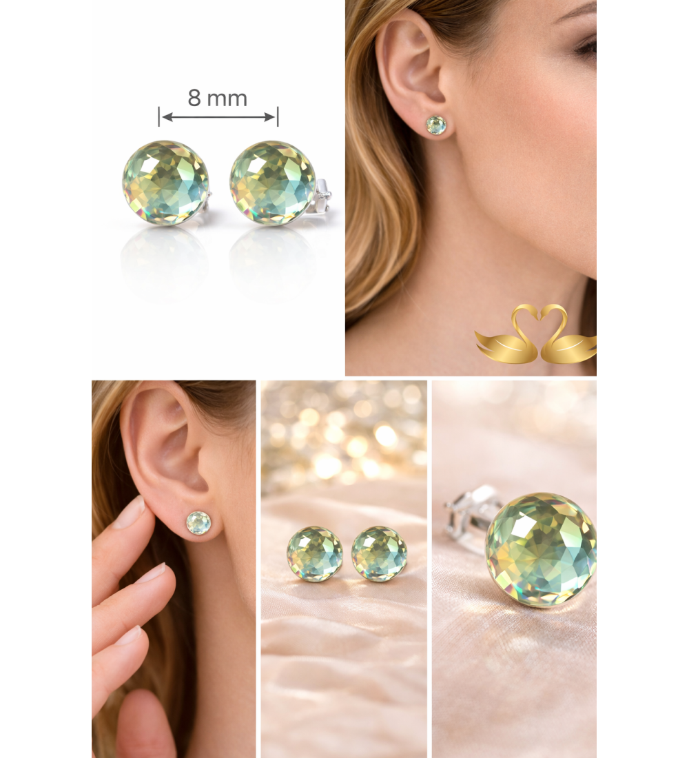 Boucles d’oreilles rondes en cristal autrichien – Clous élégants et lumineux (8 mm)