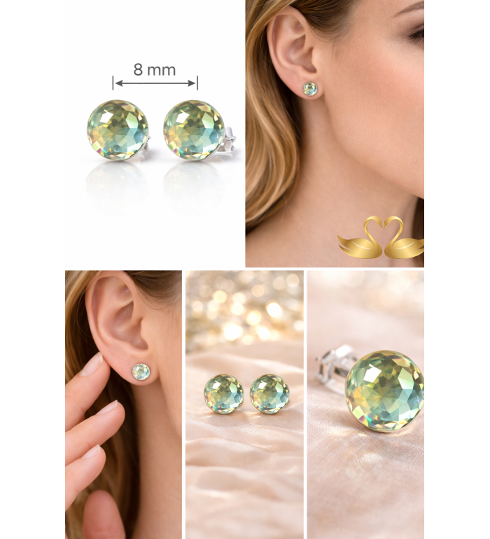 Boucles d’oreilles rondes en cristal autrichien – Clous élégants et lumineux (8 mm)