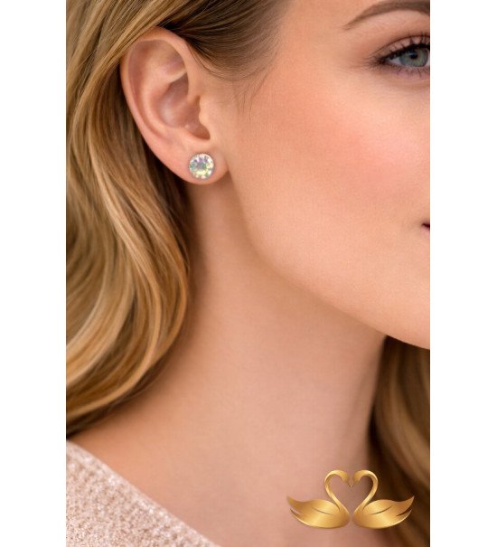 Boucles d’oreilles rondes en cristal autrichien – Clous élégants et lumineux (8 mm)