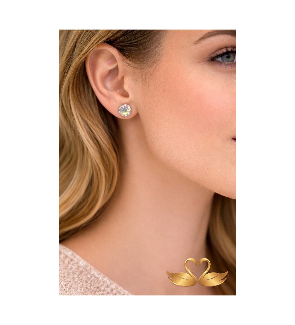 Boucles d’oreilles rondes en cristal autrichien – Clous élégants et lumineux (8 mm)