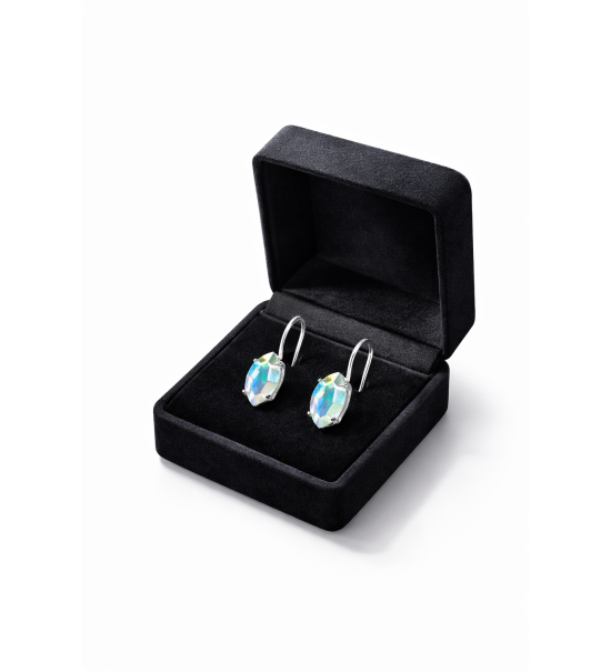 Boucles d’oreilles pendantes cristal irisé | Bijou élégant femme