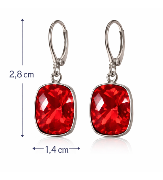 Boucles d’oreilles cristal rouge femme – Bijou élégant et brillant (2,8 cm)