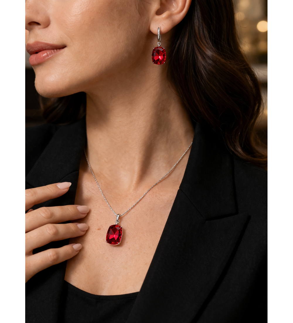 Boucles d’oreilles cristal rouge femme – Bijou élégant et brillant (2,8 cm)