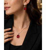 Boucles d’oreilles cristal rouge femme – Bijou élégant et brillant (2,8 cm)