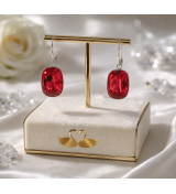 Boucles d’oreilles cristal rouge femme – Bijou élégant et brillant (2,8 cm)