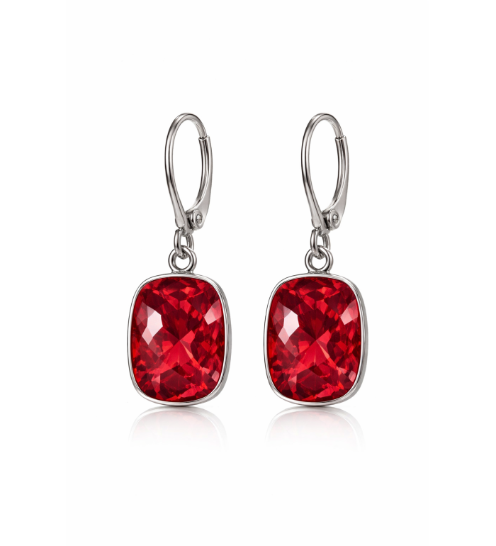 Boucles d’oreilles cristal rouge femme – Bijou élégant et brillant (2,8 cm)