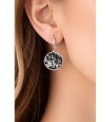 Boucles d’oreilles cristal noir & argent – Élégance scintillante femme