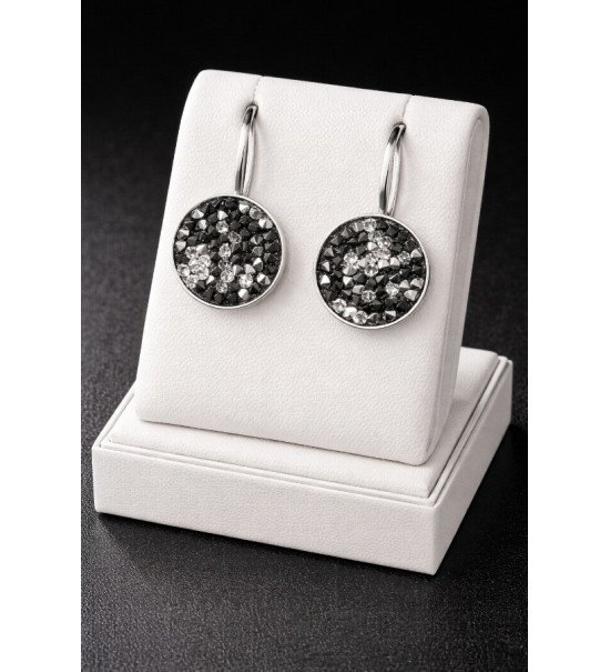 Boucles d’oreilles cristal noir & argent – Élégance scintillante femme