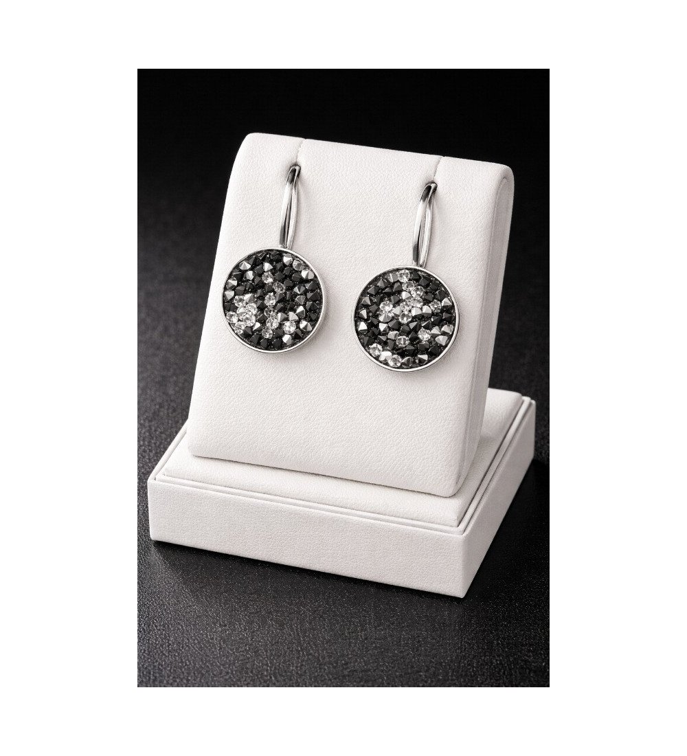 Boucles d’oreilles cristal noir & argent – Élégance scintillante femme