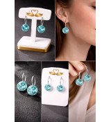 Boucles d’oreilles pendantes cristal bleu – Élégantes en métal argenté – Bijou femme chic