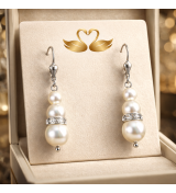 Boucles d’Oreilles Perles Pendantes Élégantes – Bijou Chic Femme avec Cristaux