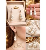 Boucles d’Oreilles Perles Pendantes Élégantes – Bijou Chic Femme avec Cristaux