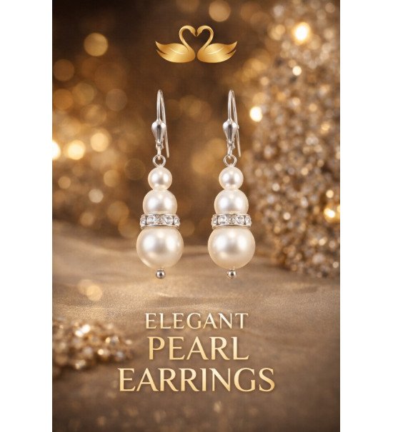 Boucles d’Oreilles Perles Pendantes Élégantes – Bijou Chic Femme avec Cristaux