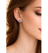 Boucles d’oreilles cristal bleu rhodium, bijoux femme élégants, clous d’oreilles chic, bijou hypoallergénique, boucles brillante