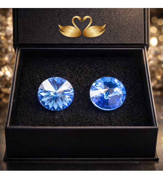 Boucles d’oreilles cristal bleu rhodium, bijoux femme élégants, clous d’oreilles chic, bijou hypoallergénique, boucles brillante