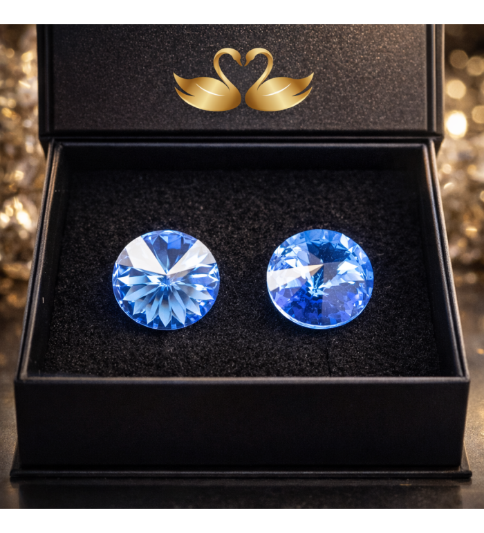 Boucles d’oreilles cristal bleu rhodium, bijoux femme élégants, clous d’oreilles chic, bijou hypoallergénique, boucles brillante