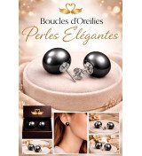 Boucles d’Oreilles Perles Noires Femme – Puces Élégantes Rhodium Anti-Ternissement