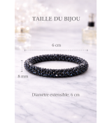 Bracelet en cristal noir élégant – Bijou extensible chic et tendance