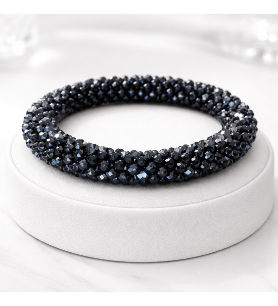 Bracelet en cristal noir élégant – Bijou extensible chic et tendance