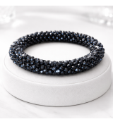 Bracelet en cristal noir élégant – Bijou extensible chic et tendance