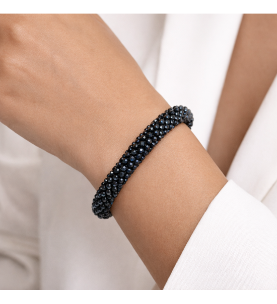 Bracelet en cristal noir élégant – Bijou extensible chic et tendance