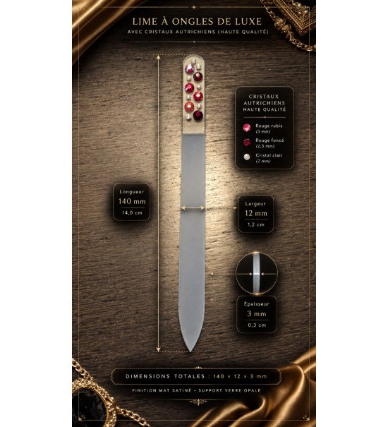 Lime à ongles en verre tchèque avec cristaux – Lime à ongles luxe – Livraison gratuite