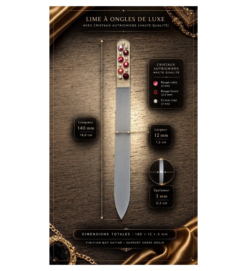 Lime à ongles en verre tchèque avec cristaux – Lime à ongles luxe – Livraison gratuite
