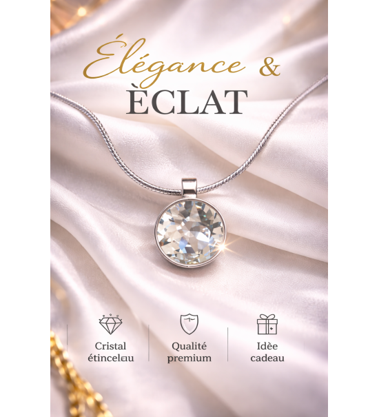 Collier cristal femme luxe – Pendentif brillant effet diamant – Livraison gratuite