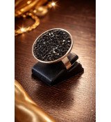 Bague ajustable femme cristal noir – Bague luxe rhodium – Livraison gratuite