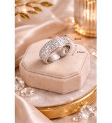 Style haut de gamme  Bague Élégance Cristalline en Rhodium – Effet Pavé Scintillant