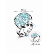 Bague Cristal Bleu – Ajustable & Plaquée Rhodium