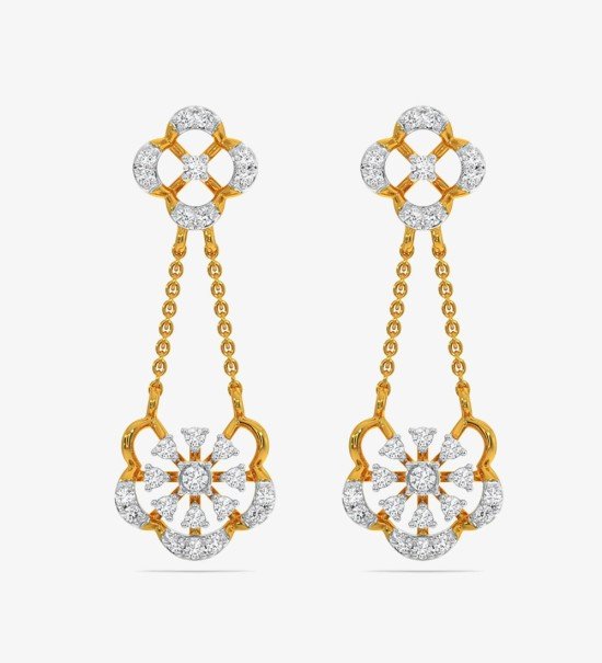 Diamond Yellow Gold 22kt Dangle Earring