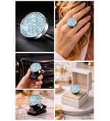 Bague Cristal Bleu – Ajustable & Plaquée Rhodium